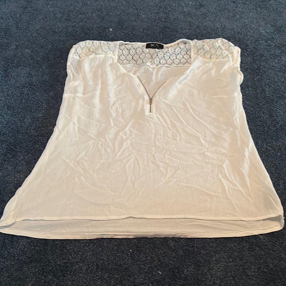 BCX White Blouse with Zipper accent L